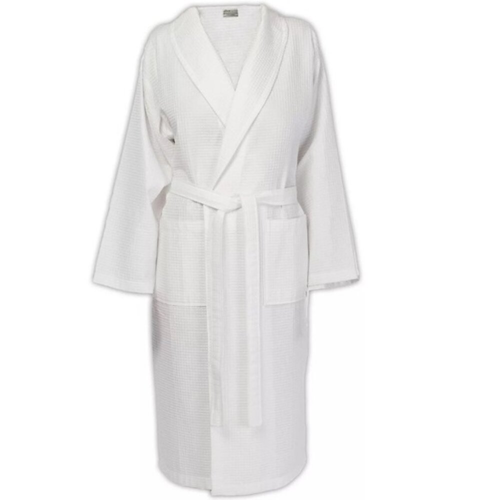 Linum Home Textiles Waffle Weave Unisex Robe Small/Medium New White Comfort
